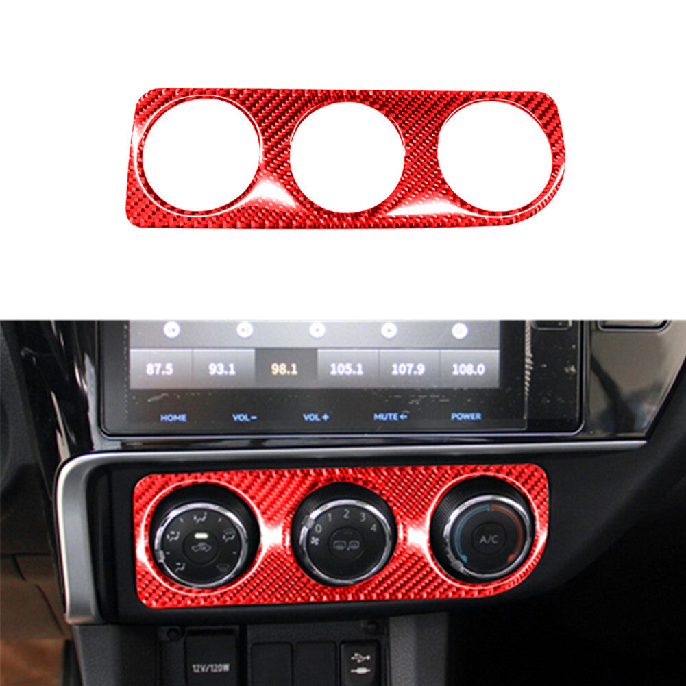 Red Carbon Fiber Interior A/C Switch Panel Cover Trim for Toyota for Corolla 2014-18