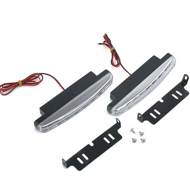 2x Car White 8 LED Daytime Running Light DRL Fog Driving Daylight Head Lamp
