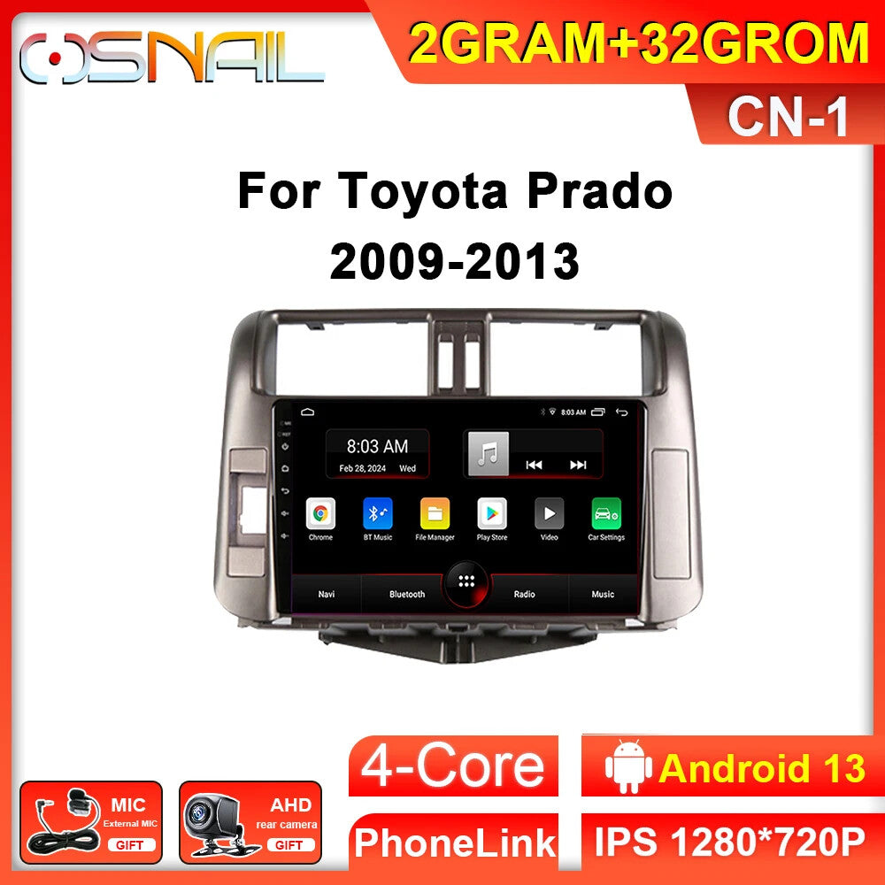 for Toyota for Land Cruiser Prado 150 2009-2013 Car Radio Player GPS CarPlay Screen