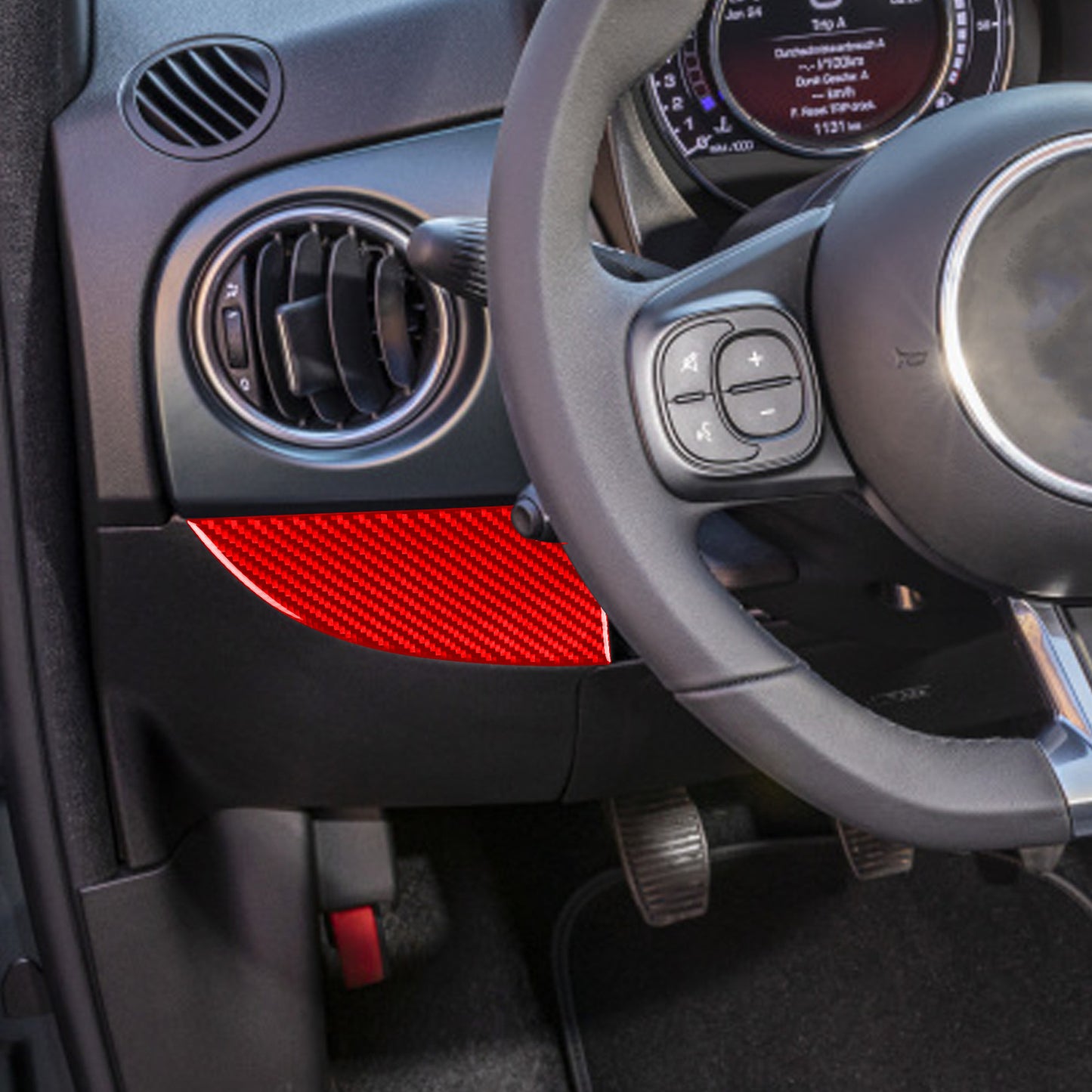 Carbon Fiber Interior Side Vent Door Panel Lcover Trim for Fiat 500 12-15