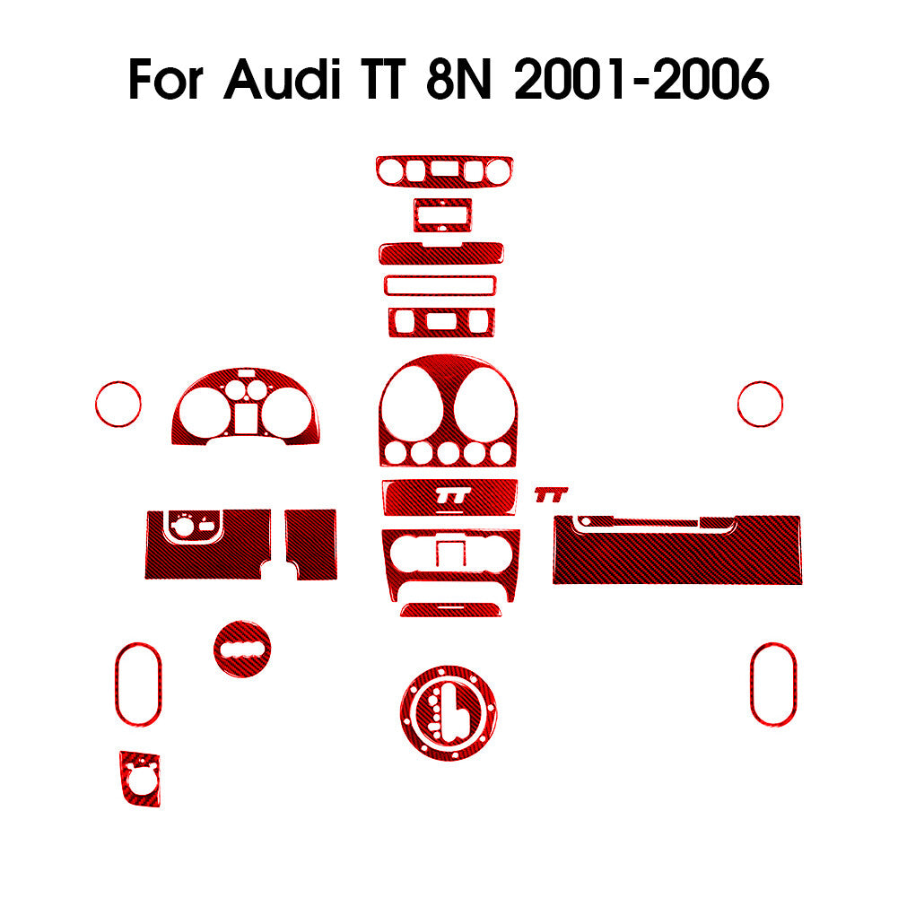 28X Red Carbon Fiber Full Set Cover Trim Panel Kit for Audi TT 8N 2001-2006