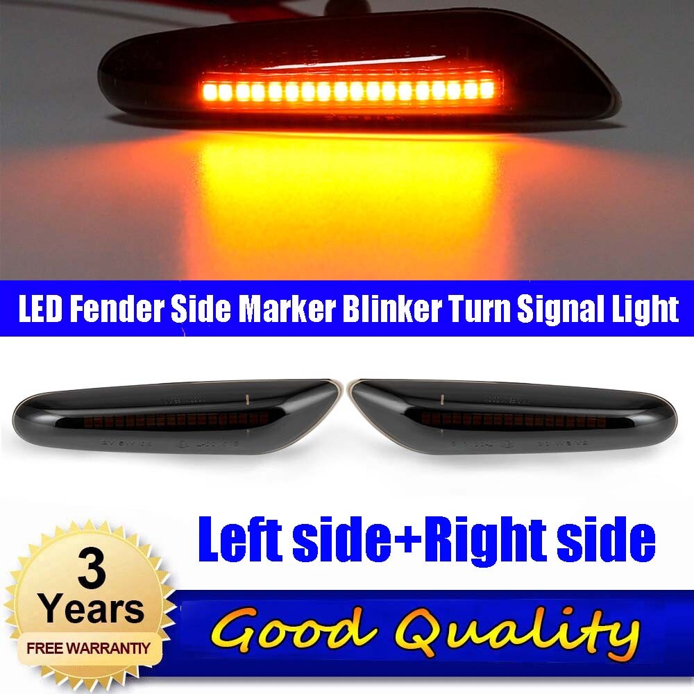 Left + Right LED fender side marker flashing turn signal lights applicable to for BMW E61, E83, E84