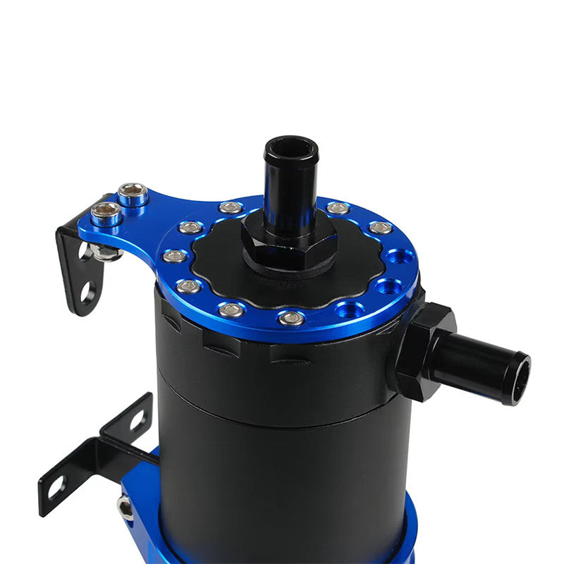 Round Oil Tank Baffled Aluminum Oil Catch Can Resevoir Tank Kit Car Racing Blue