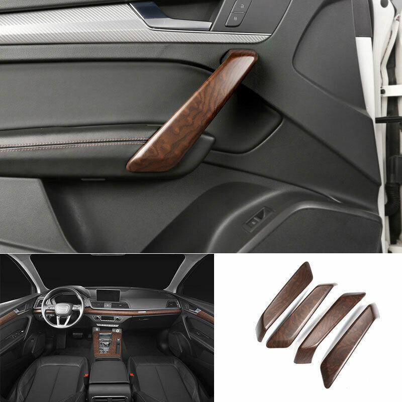 Fit for Audi Q5 2018-23 Cen Wood Grain Inner Door Armrest Strip Cover Trim 4PCS