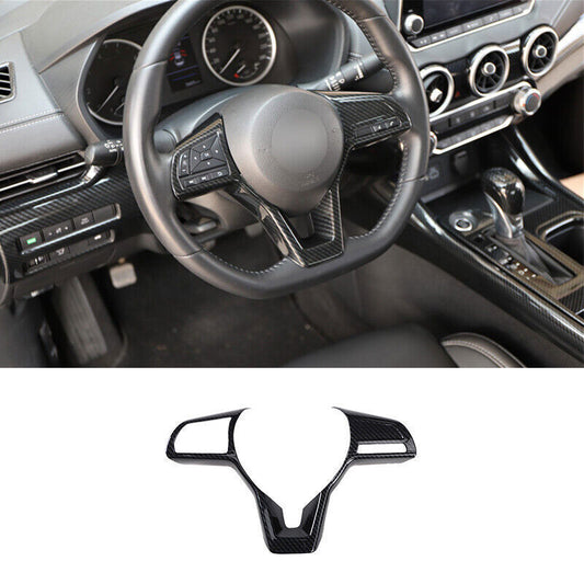 ABS Carbon Fiber Inner Steering Wheel Decor Cover Trim for Nissan Sentra 20-2022