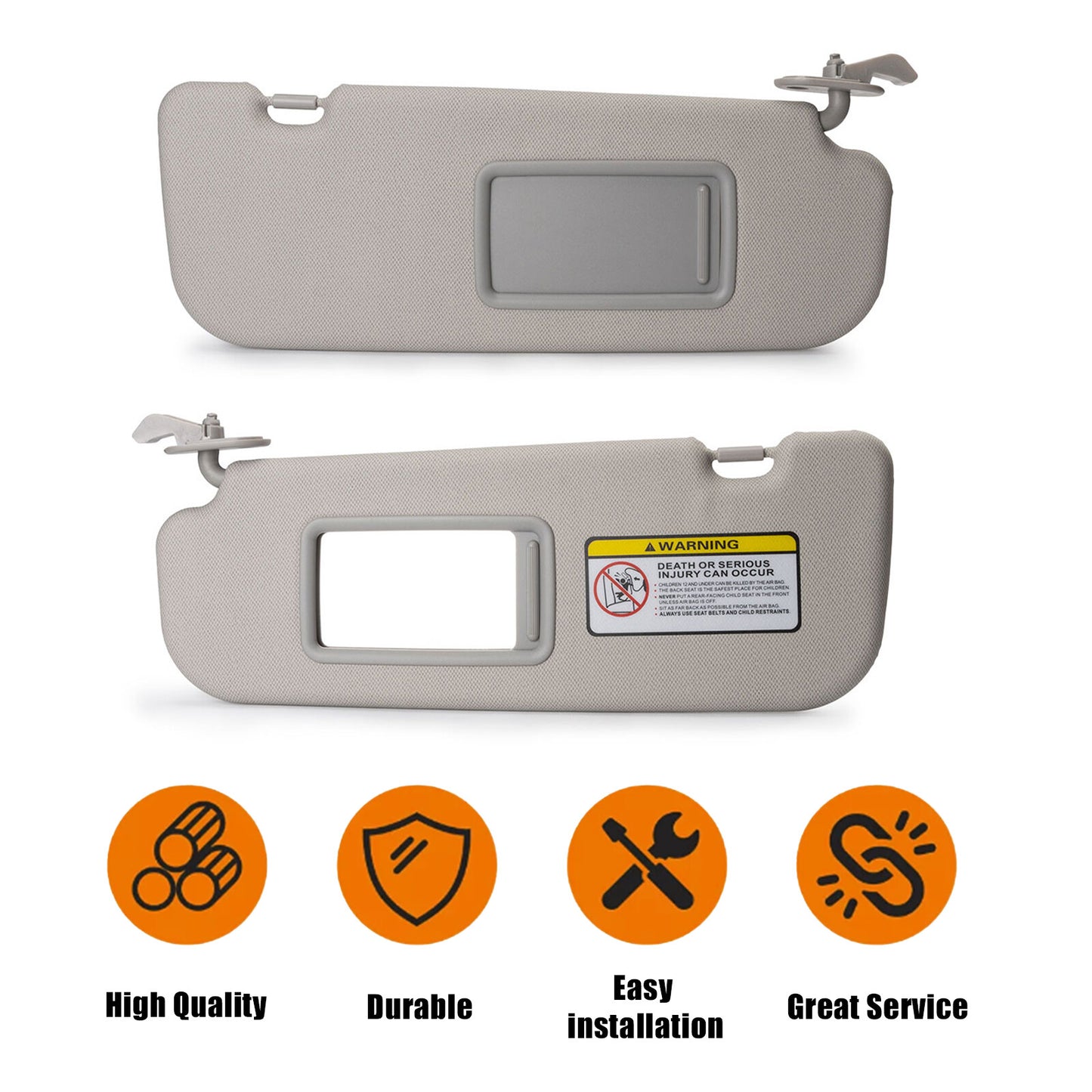 2X for Hyundai for Elantra 2011-2015 1.8L 2.0L Gray 852203X000TX Sun Visor w/ Mirror
