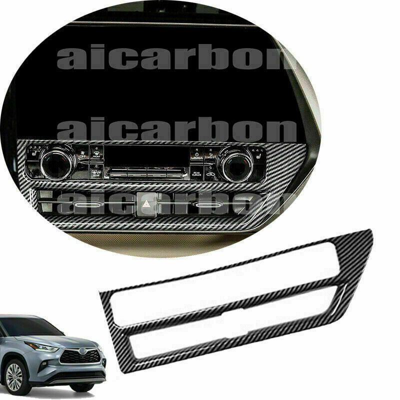 Carbon Fiber Style Console Navigation Frame Trim for Toyota Highlander 2020-2023