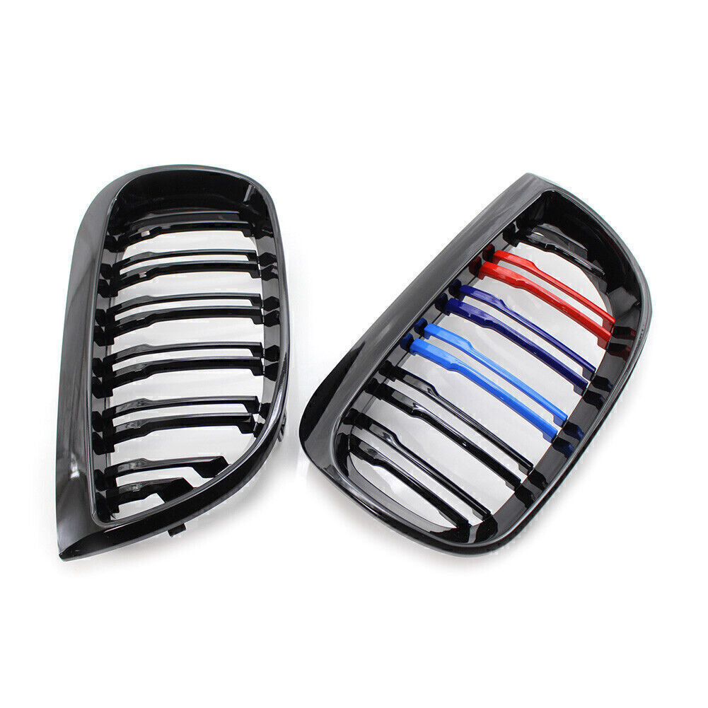 Double Slat M-Color Front Kidney Grille Gloss Black Fit for BMW E87 1-Series 2004-07