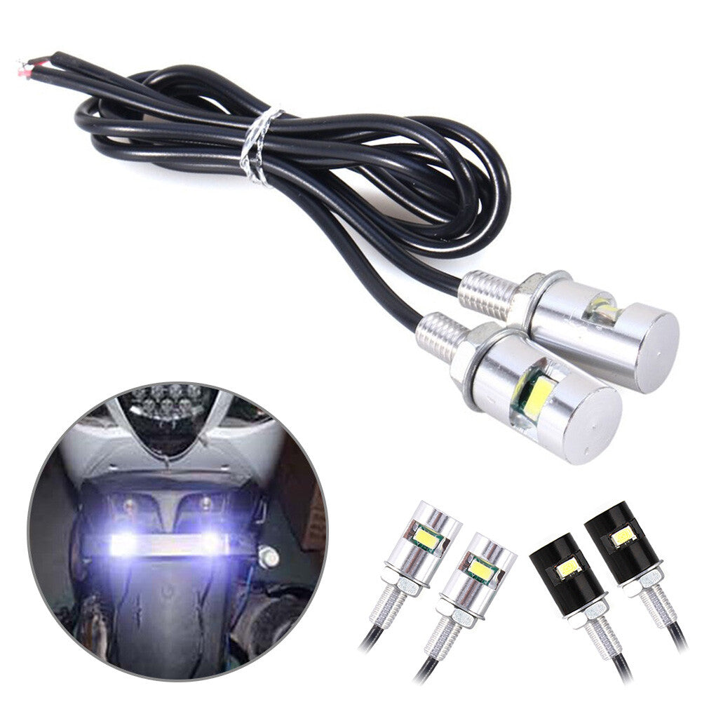 2xLED White Turn Signal Indicator Blinker Light Black License Plate