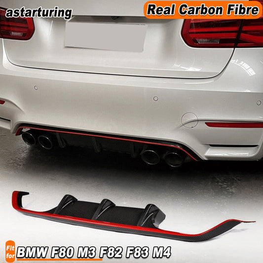 for BMW F80 M3 F82 F83 M4 2014-19 REAL Carbon Rear Bumper Diffuser Spoiler Quad