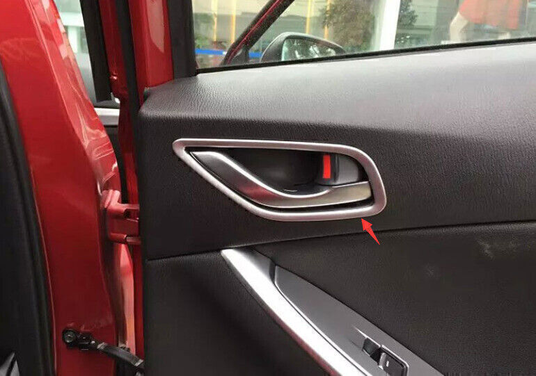 4P for Mazda CX-5 CX5 13-15 Matte Silver Inner Door Handle Lock Frame Cover Trim