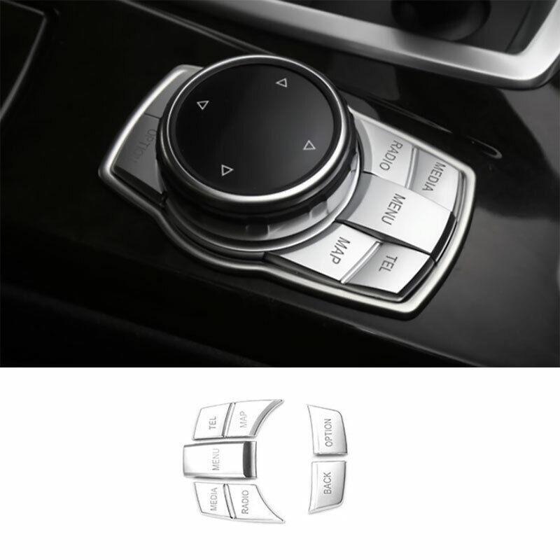 for BMW X5 X6 F15 2014-2018 Silver Middle Console Multimedia Button Cover Trim