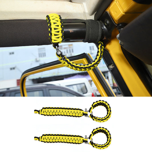 Front Door Top Roll Bar Grab Handles Grip for Jeep for Wrangler TJ 97-06Black/Yellow