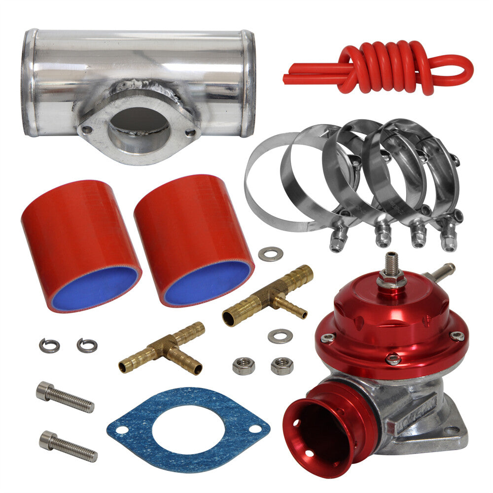30PSI Blow Off Valve BOV +Type RS 2.75 Flange Pipe Adapter Silicone Hose Kit RD