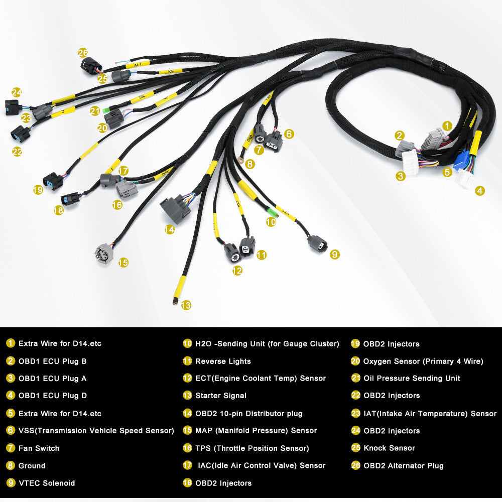 for Honda for Civic for Acura Integra B16 B18 D16 BD series Engine Harness Wire Sensor