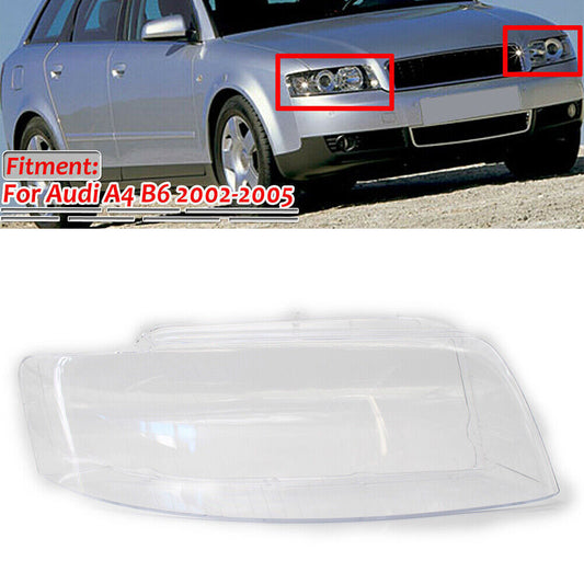 Right Side Headlight Headlamp Light Lamp Lens Cover Fit for Audi A4 B6 2002-2005