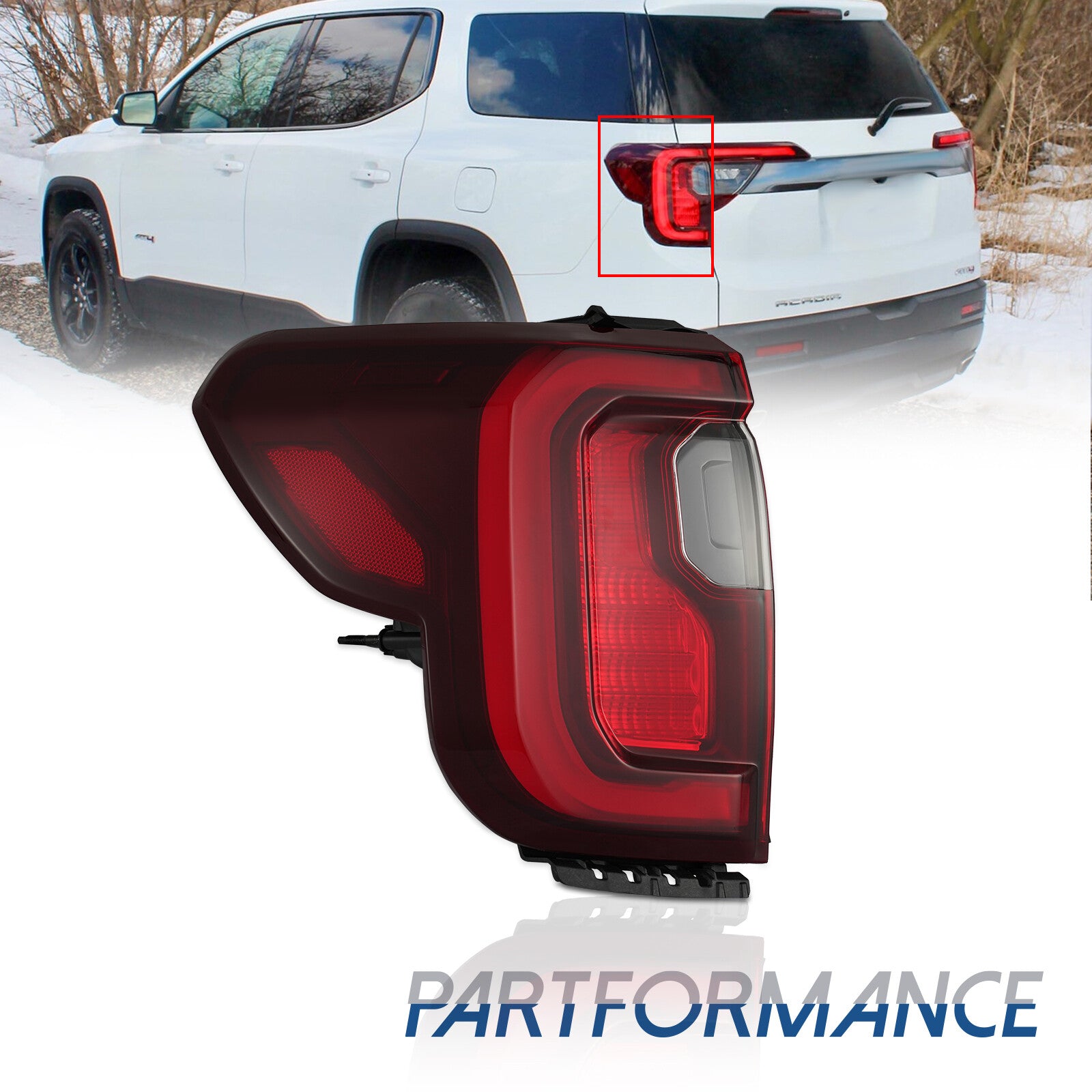 Suitable for 2020-2023 for GMC Acadia AT4 with black trim LED taillights, brake lights, and driver side.