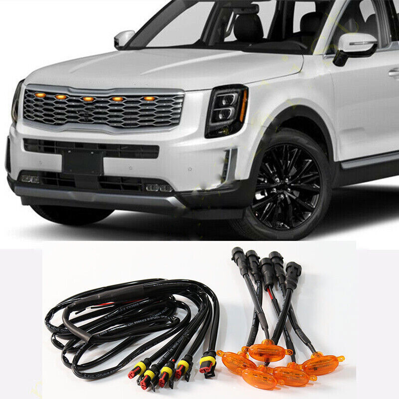for Kia Telluride 2020-2024 yellow Style Front Grill LED Marker Light Kit