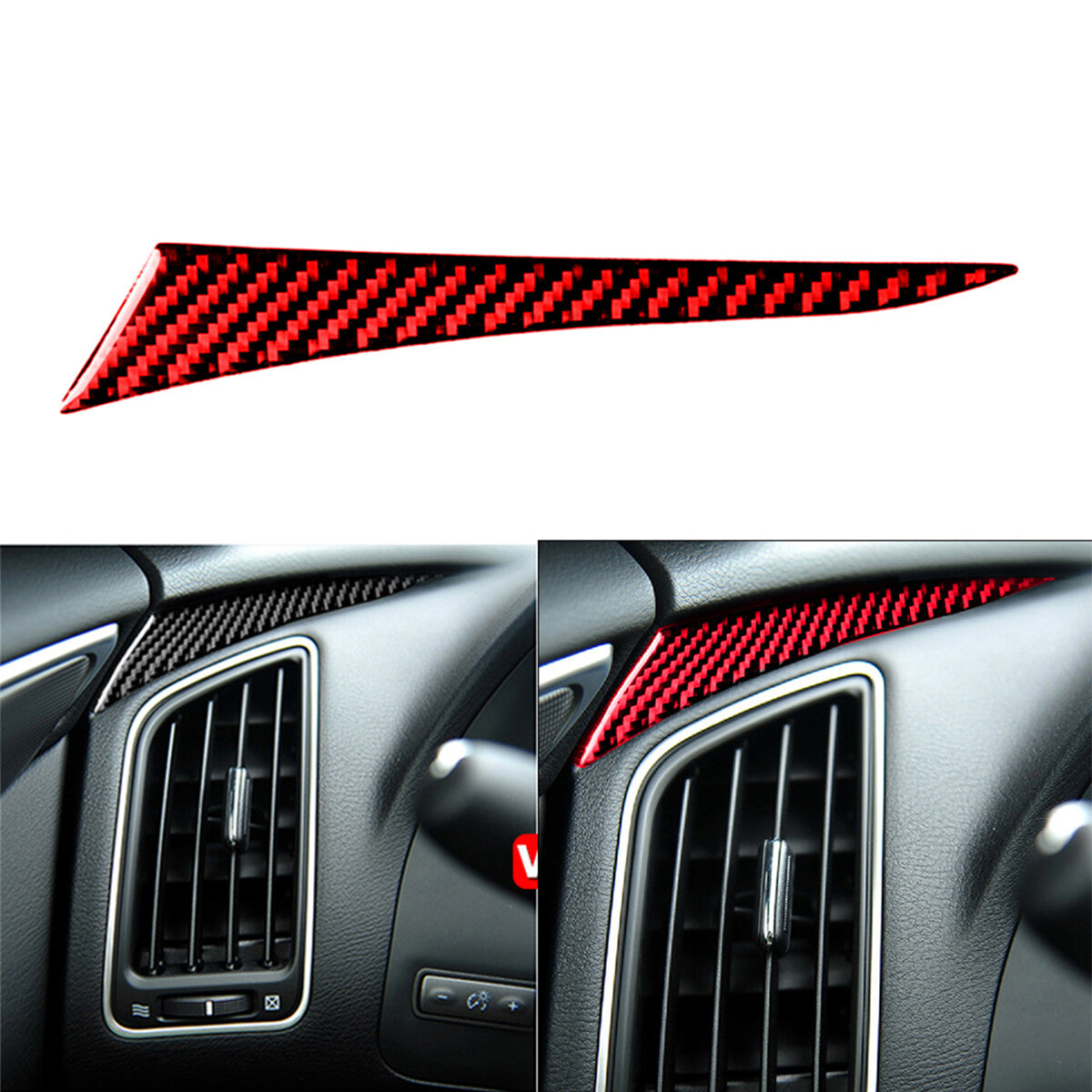 Red Carbon Fiber Dashboard Cover Trim Fit for Infiniti Q50 Q60 2014-19