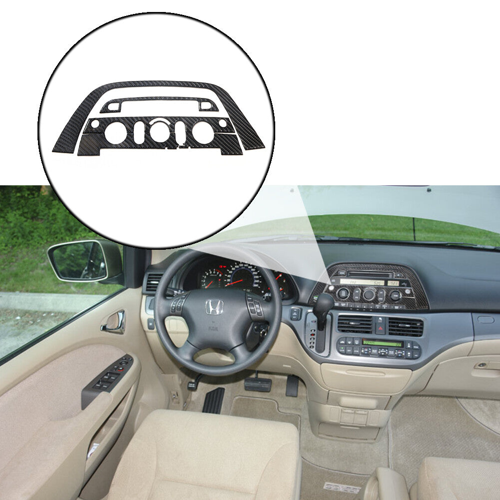 5Pcs Carbon Fiber Console CD Radio Panel Cover Trim for Honda Odyssey 2005-2010