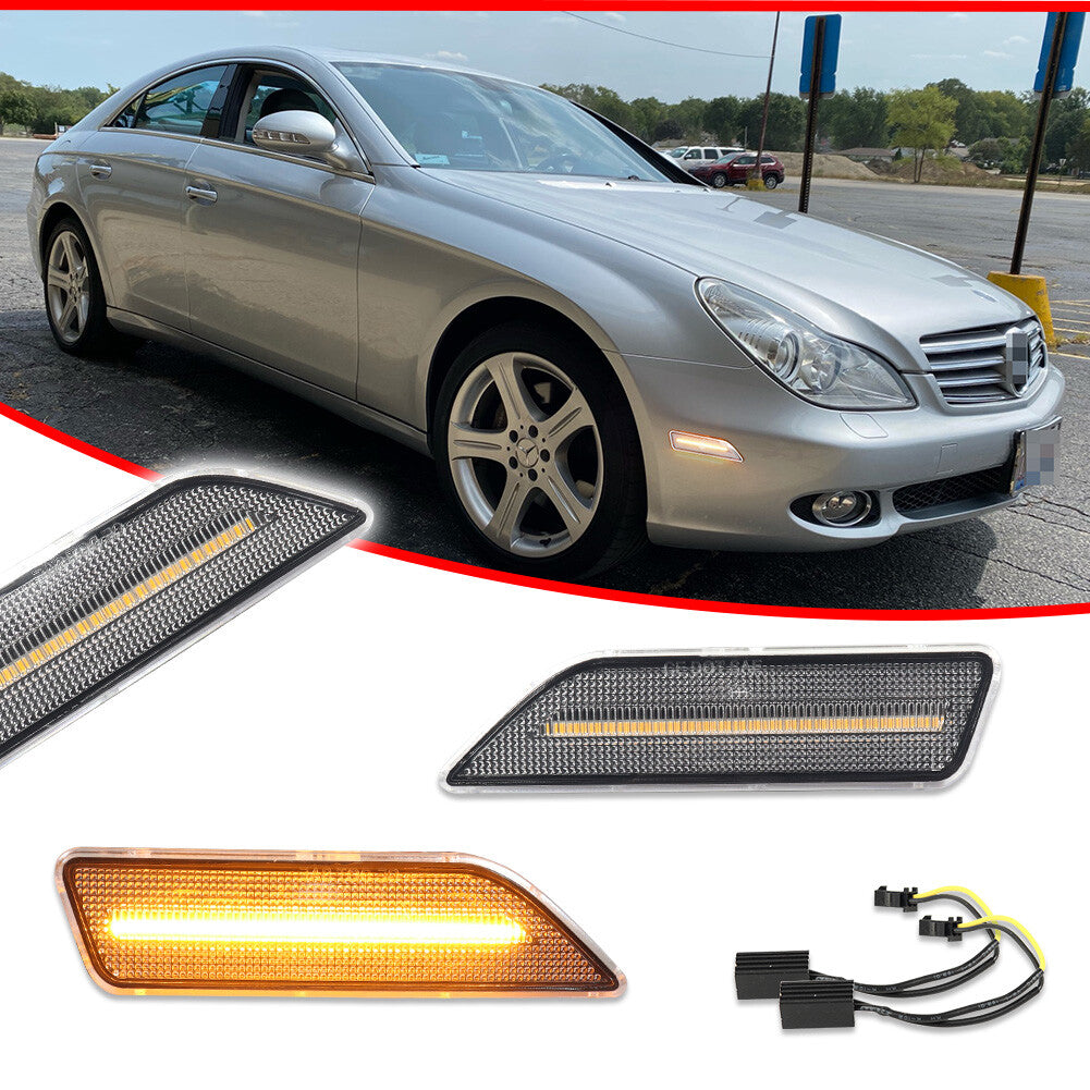 Suitable for 2006-11 for Benz W219 CLS class transparent amber LED front corner side marker lights.