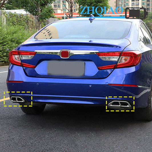 2pcs Steel Rear Exhaust Pipe Frame Titanium Cover Trim Fits for Honda Accord 2018