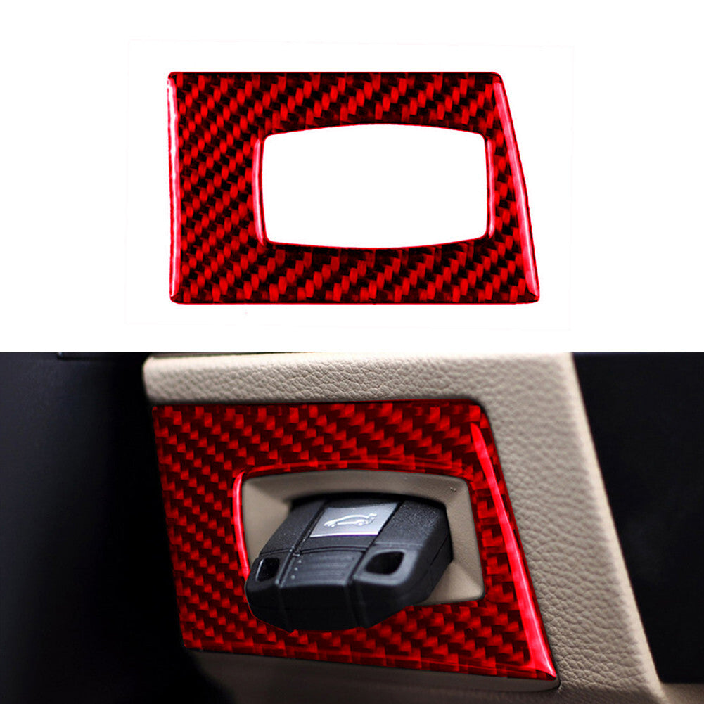 Red Carbon Fiber Engine Start Key Full Trim for BMW 2005-2012 E90 3 Series