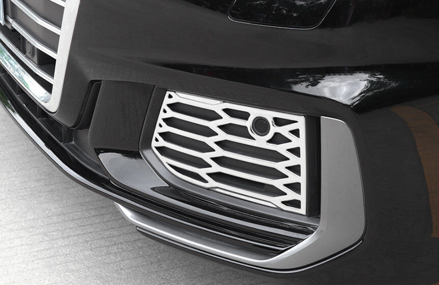 for Audi A6 2019 2020-2022 Silver Titanium Front Fog Light Lamp Frame Trim 2PCS