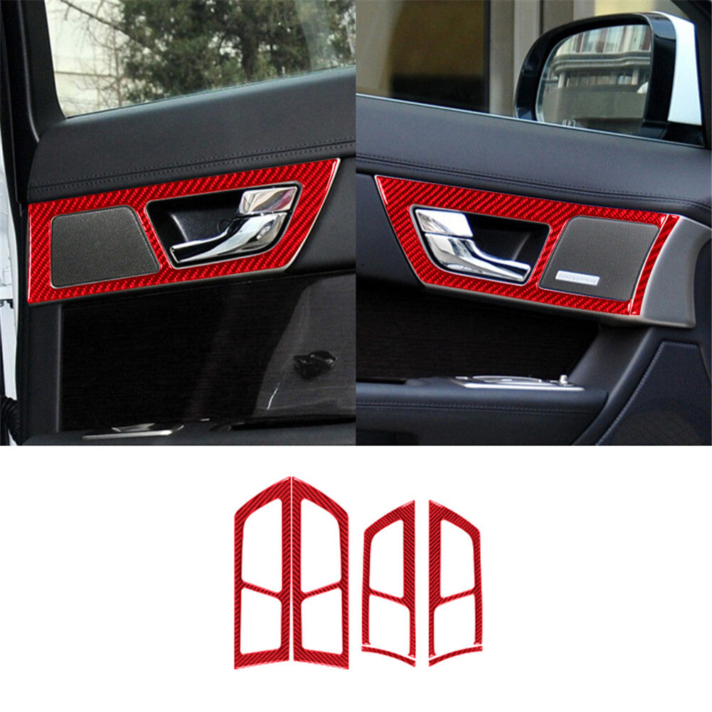6Pcs Red Door Handle Frame Panel Trim Cover Carbon Fiber for Jaguar XF 2009-2011