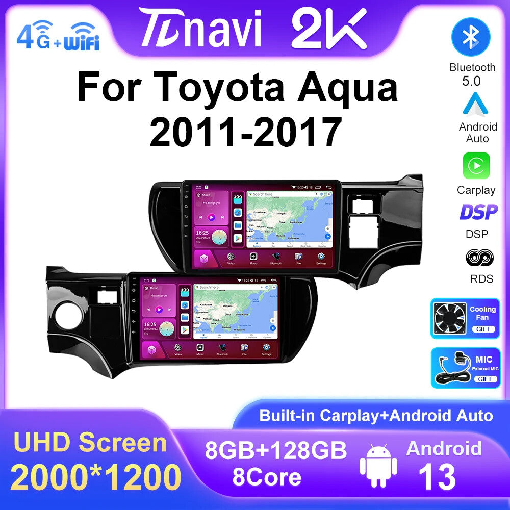 for Toyota Aqua Prius C 2011-2017 Carplay Car Radio Multimedia Player GPS Screen