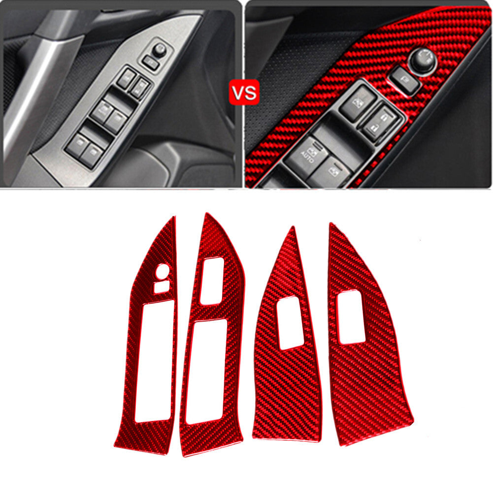 Red Window Lift Panel Switch Trim Cover Carbon Fiber for Subaru Forester 2013-18