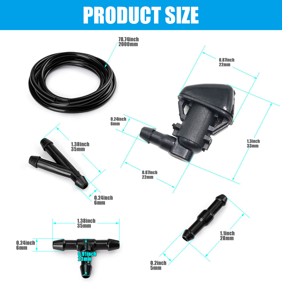Suitable for Jeep Grand Cherokee 2005-2016 windshield washer nozzle spray.