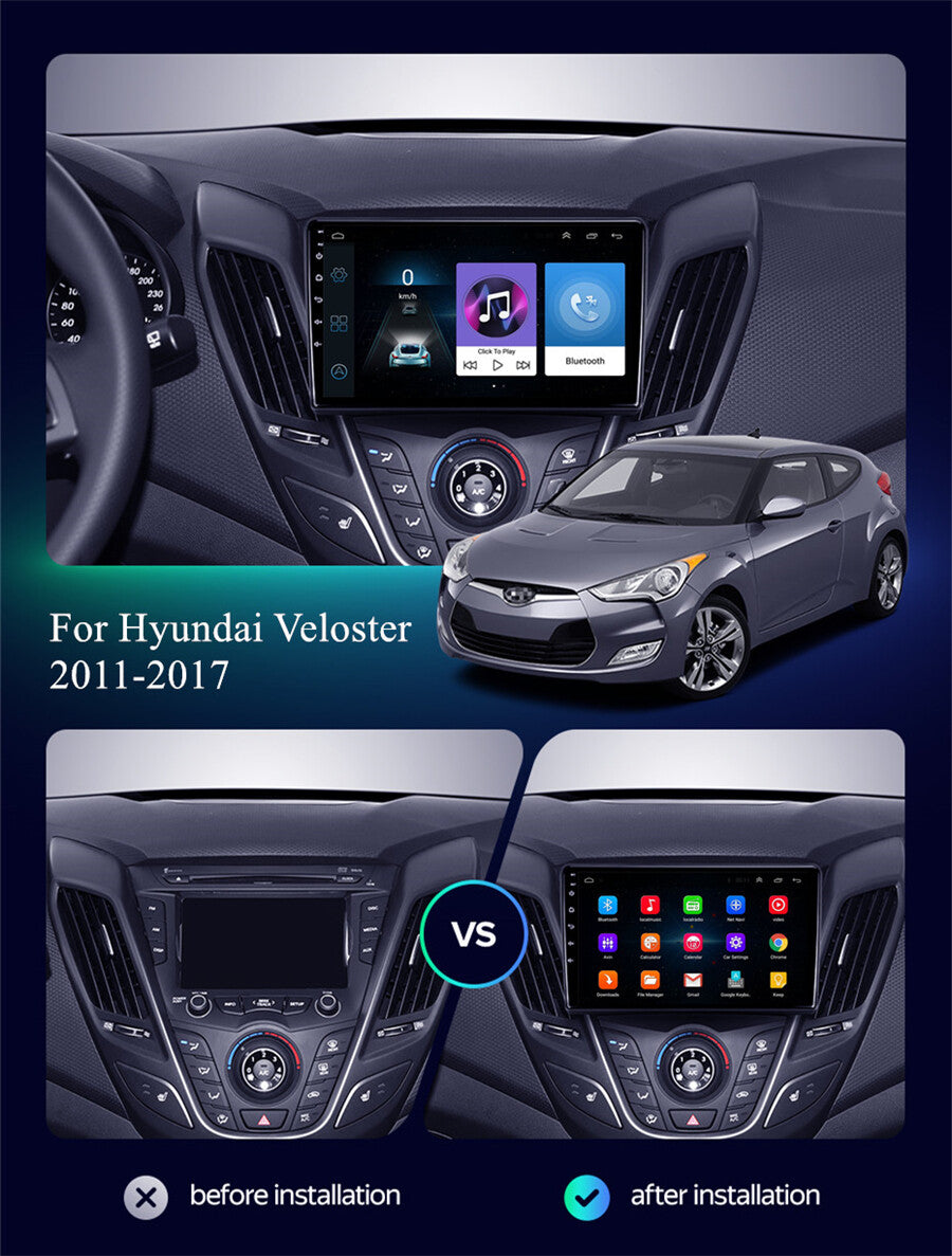 9 Android 11 Stereo Radio GPS Wifi for Hyundai for Veloster 2011-2017 with Carplay