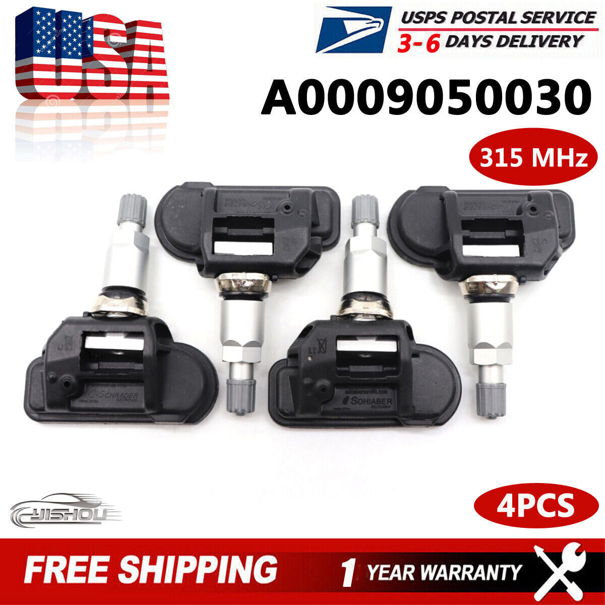 4X A0009050030 TPMS Tire Pressure Monitoring Sensors for Benz C300 New