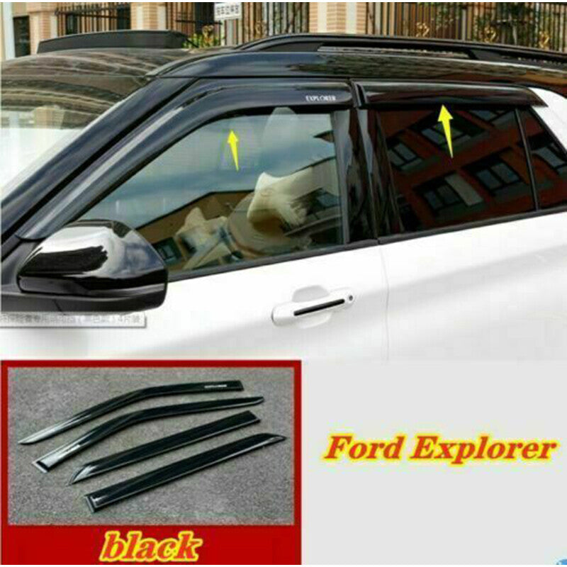 4p for Ford Explorer 2020-2022 Black Car Window Visor Vent Shades Sun Rain Guard