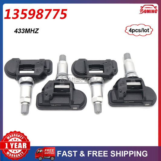 Set (4) 13598775 Tire Pressure Sensor TPMS For GM for Chevrolet Silverado for GMC 433Mhz