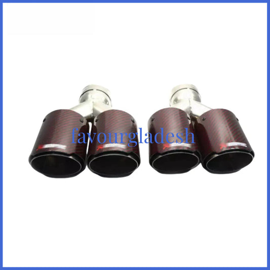 2X Akrapovic Carbon Fiber Exhaust Tip Dual Pipe Black ID:3.0 76mm OD:4.0 101mm