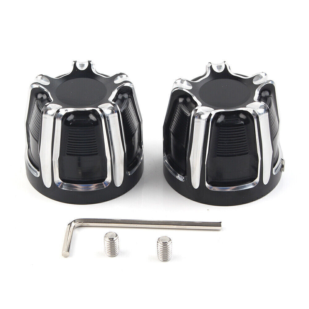 CNC Front Axle Nut Cap Covers Fit for Harley Softail Touring Street Glide Black