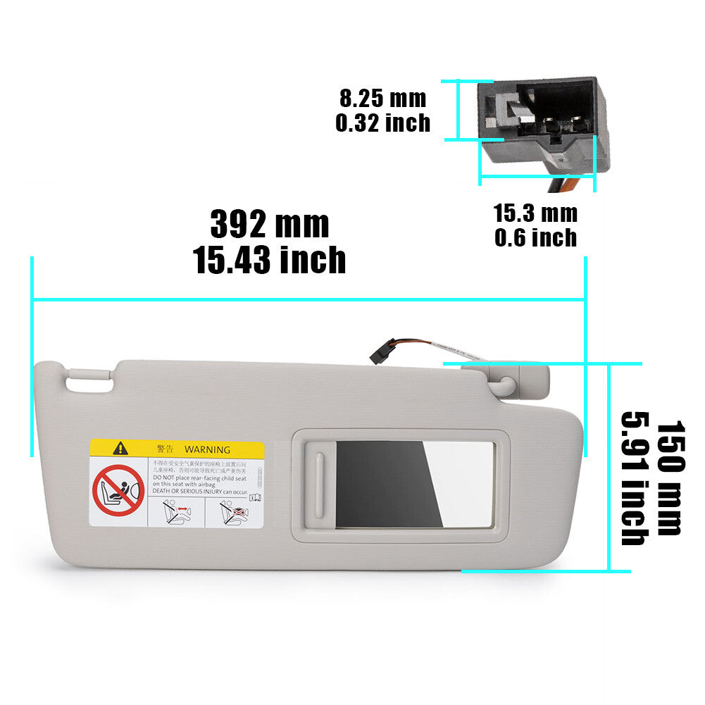 Right sun visor compatible with for Volkswagen for Passat B8 2016 - 2020 and E- for Golf 2019 - 2020 CC 5GG857552