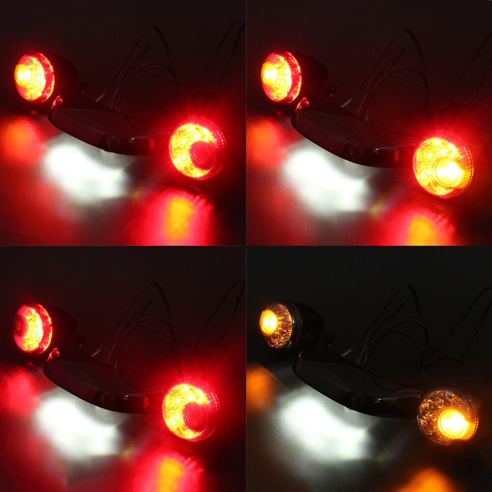 Motorcycle turn signals, brake lights, stop lights, license plate integrated LED taillights