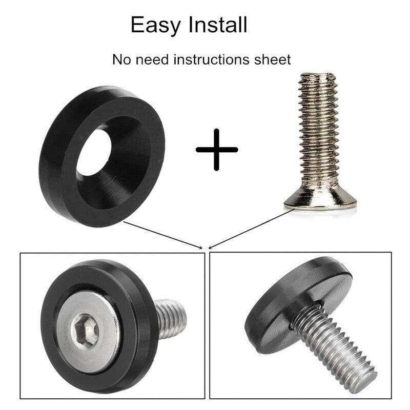 20Pcs Billet Aluminum Fender Bumper Washer Bay Dress up Bolt Screw Kit Black