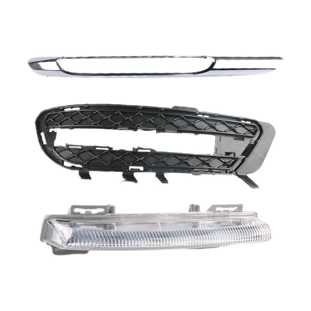 3X Right Bumper Fog Light Lamp + Grille Trim Set For W212 E350 E550 2012-2013