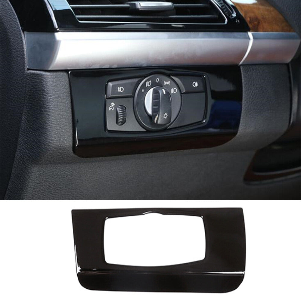 Black ABS Interior Headlight Switch Button Cover for BMW X5 E70 X6 E71 2008-2013