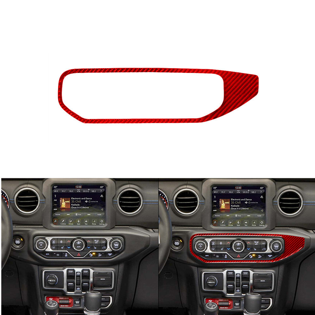 Red Carbon Fiber A/C Control Trim for Jeep for Wrangler JL 18+ Gladiator 20+