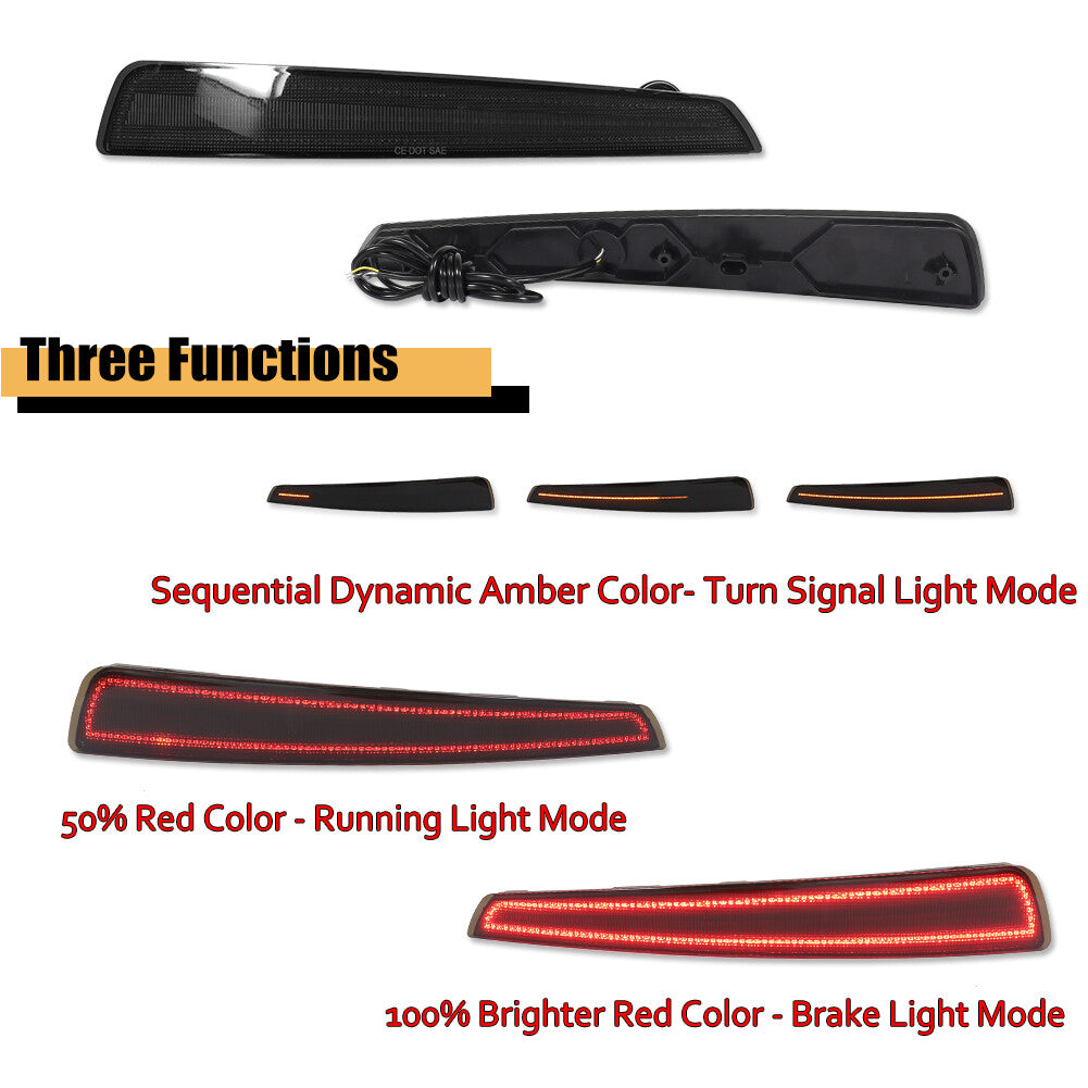 2-Pack Fit for Acura TL 2009 - 11 Smoked Red LED Rear Bumper Reflector Tailbrake Lights