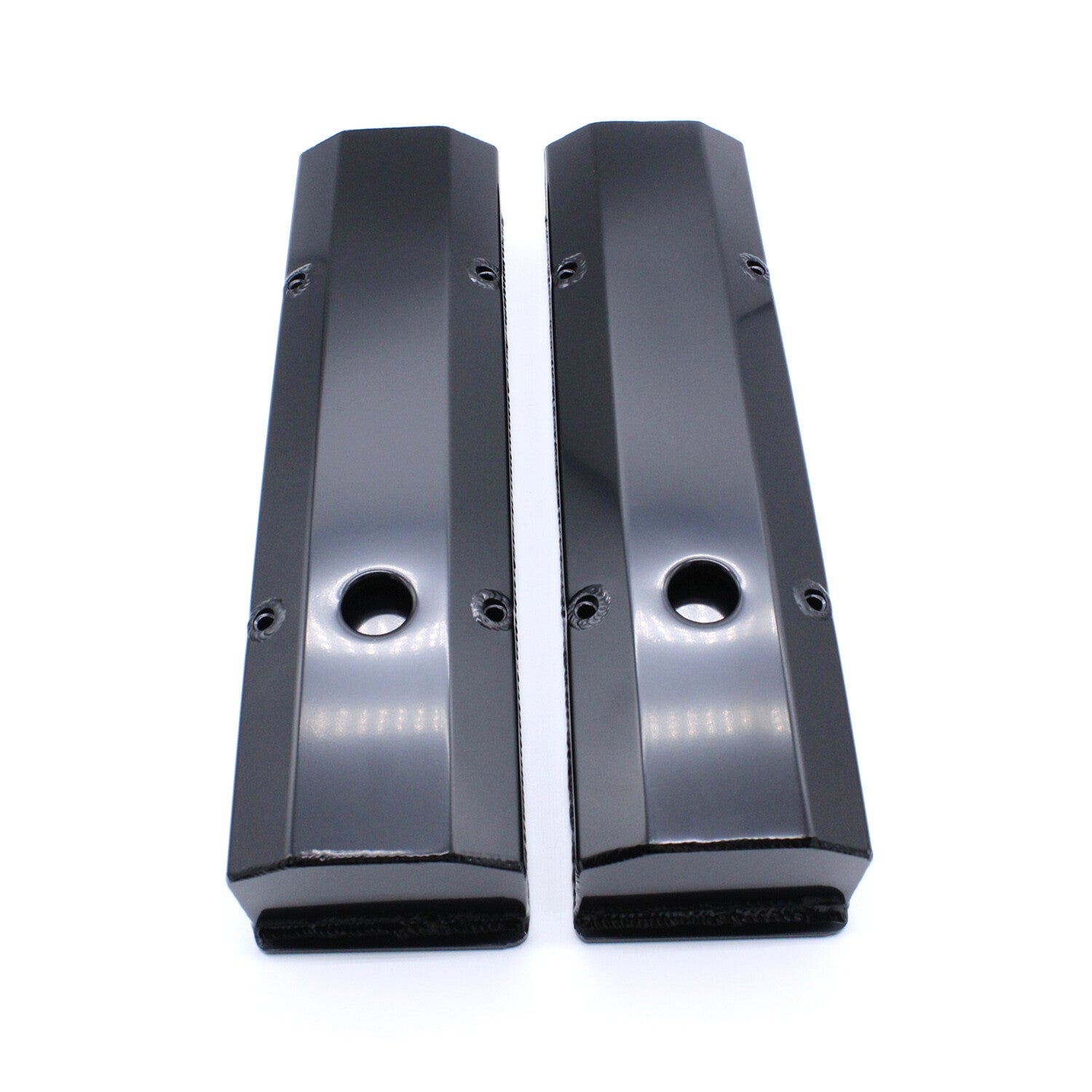 2 for Chevy Fabricated Aluminum Tall Valve Covers 1/4 Rail Suitable For SBC 327 383