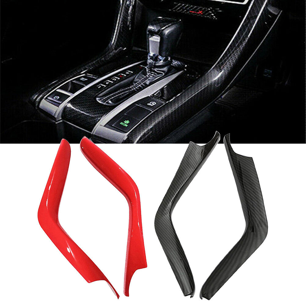 Gear Shift Panel Stripe Cover Trim for Honda for Civic 10th 2016-2018 Carbon Fiber
