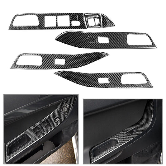 9x Carbon Fiber Window Lift Switch Panel Trim Fit for Mitsubishi Lancer EVO X 08-15