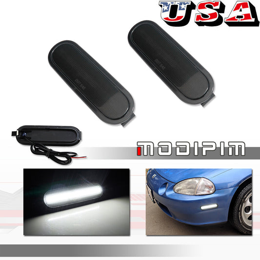 Smoked white LED front marker lights for 1993-97 for Honda Del Sol.