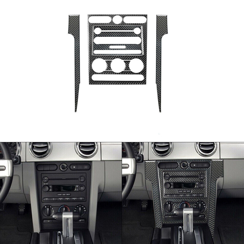 6Pcs Carbon Fiber Center Control Panel Cover Trim for Ford for Mustang 2005-2009